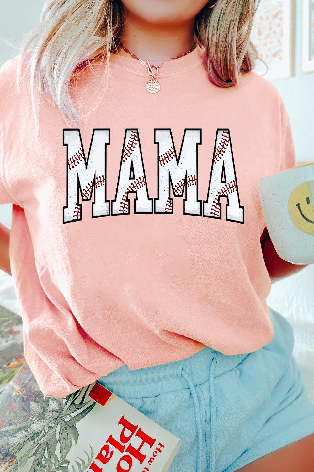 Pink Rugby MAMA Graphic Cuffed T-shirt - L & M Kee, LLC
