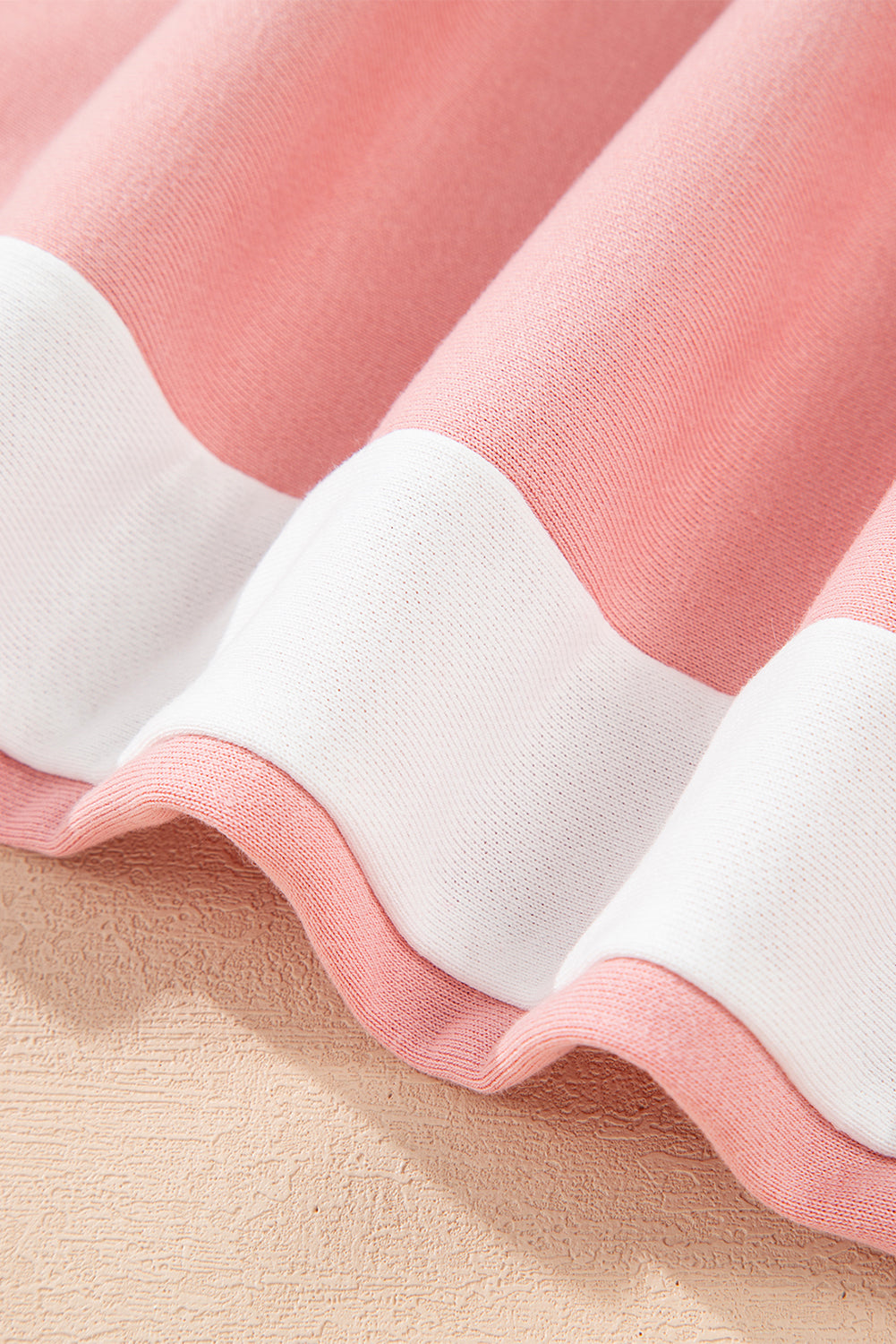 Rose Red 2pcs Color Block Pullover Loose Pant Set