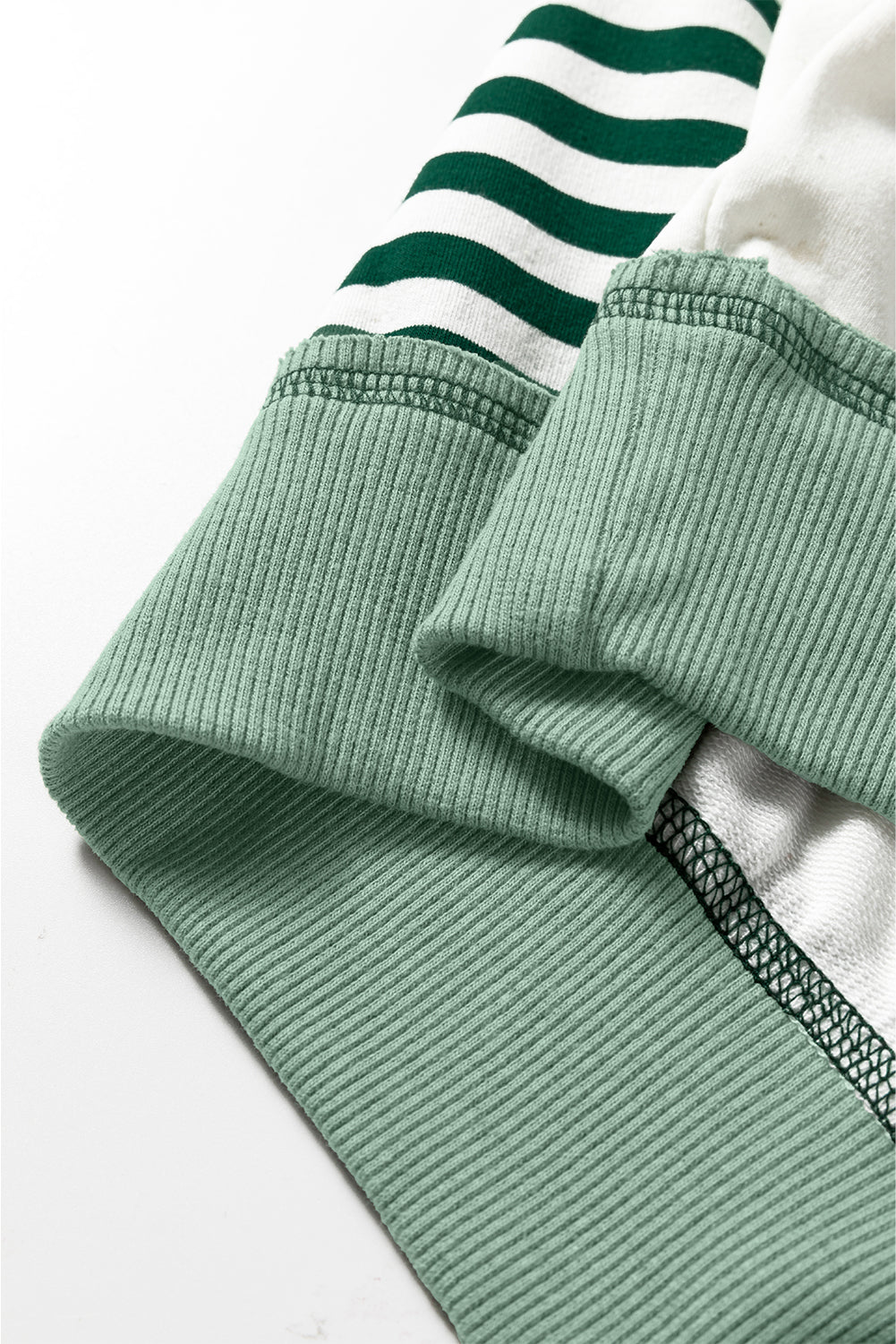 Green Stripe Colorblock Patchwork Contrast Stitching Oversize Sweatshirt