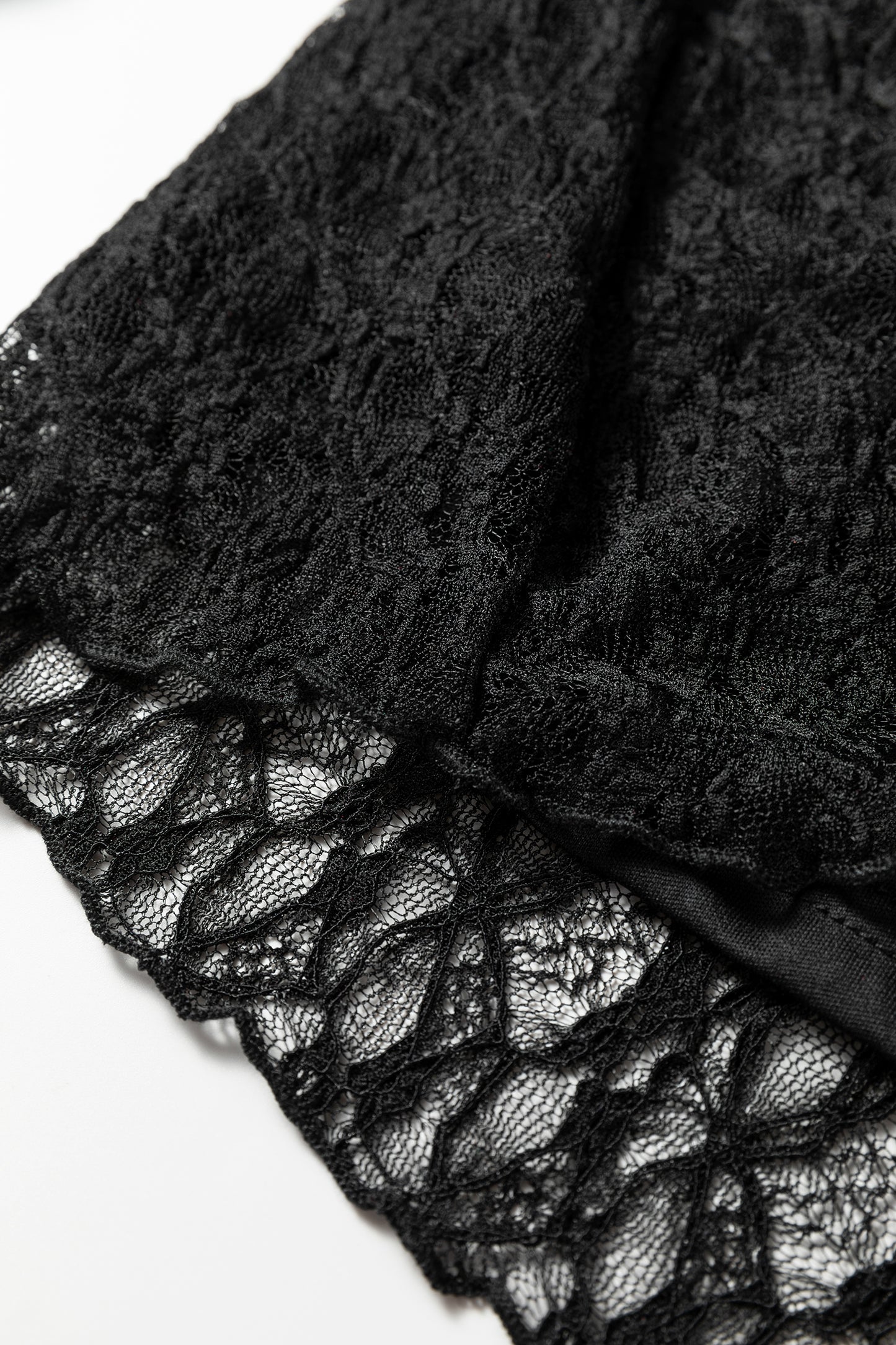 Black Sheer Lace Long Sleeve Slim Henley Top