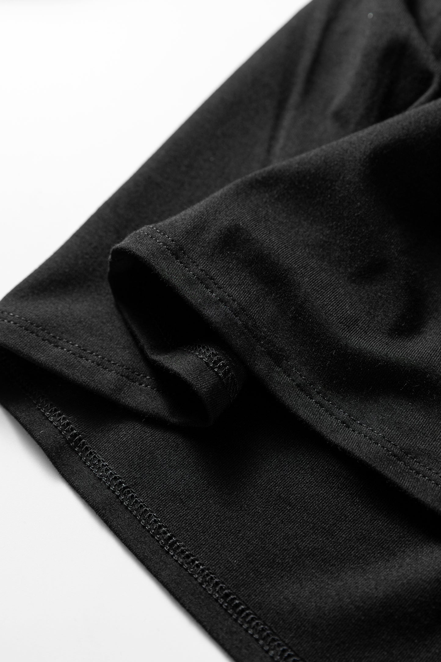 Black Smocked Bust Buttoned Split V Neck Flow Fit Blouse