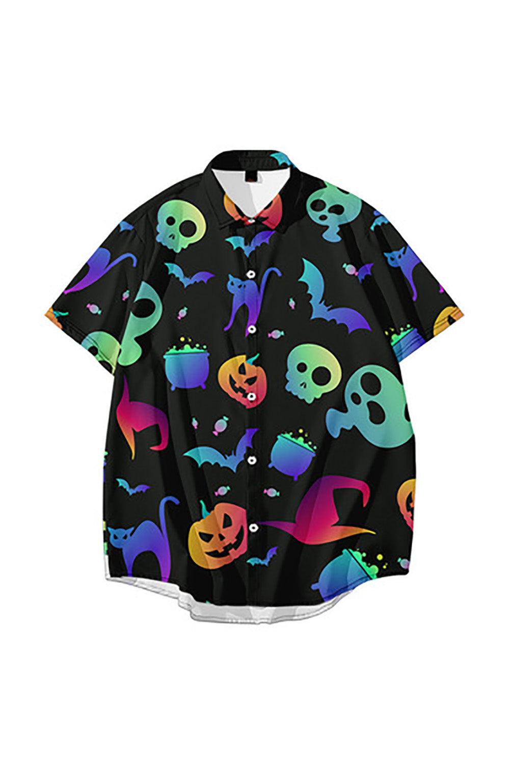 Halloween Graphic Print Button Up Men's Shirt - L & M Kee, LLC
