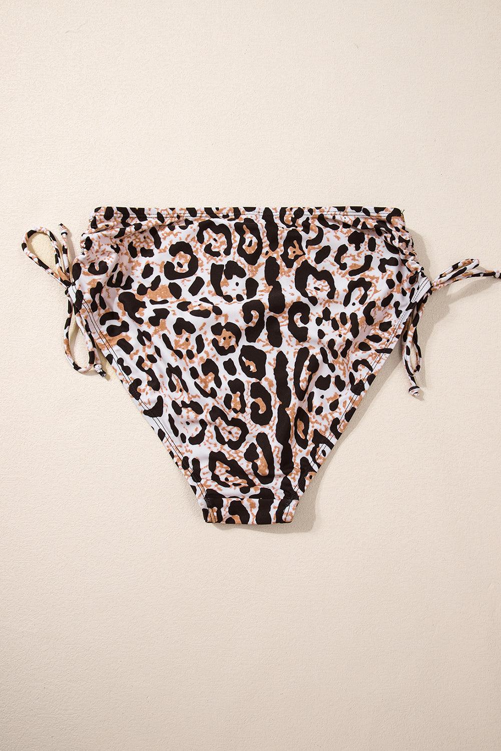 Black Crossed Tie Back Leopard Bikini Swimsuit - L & M Kee, LLC