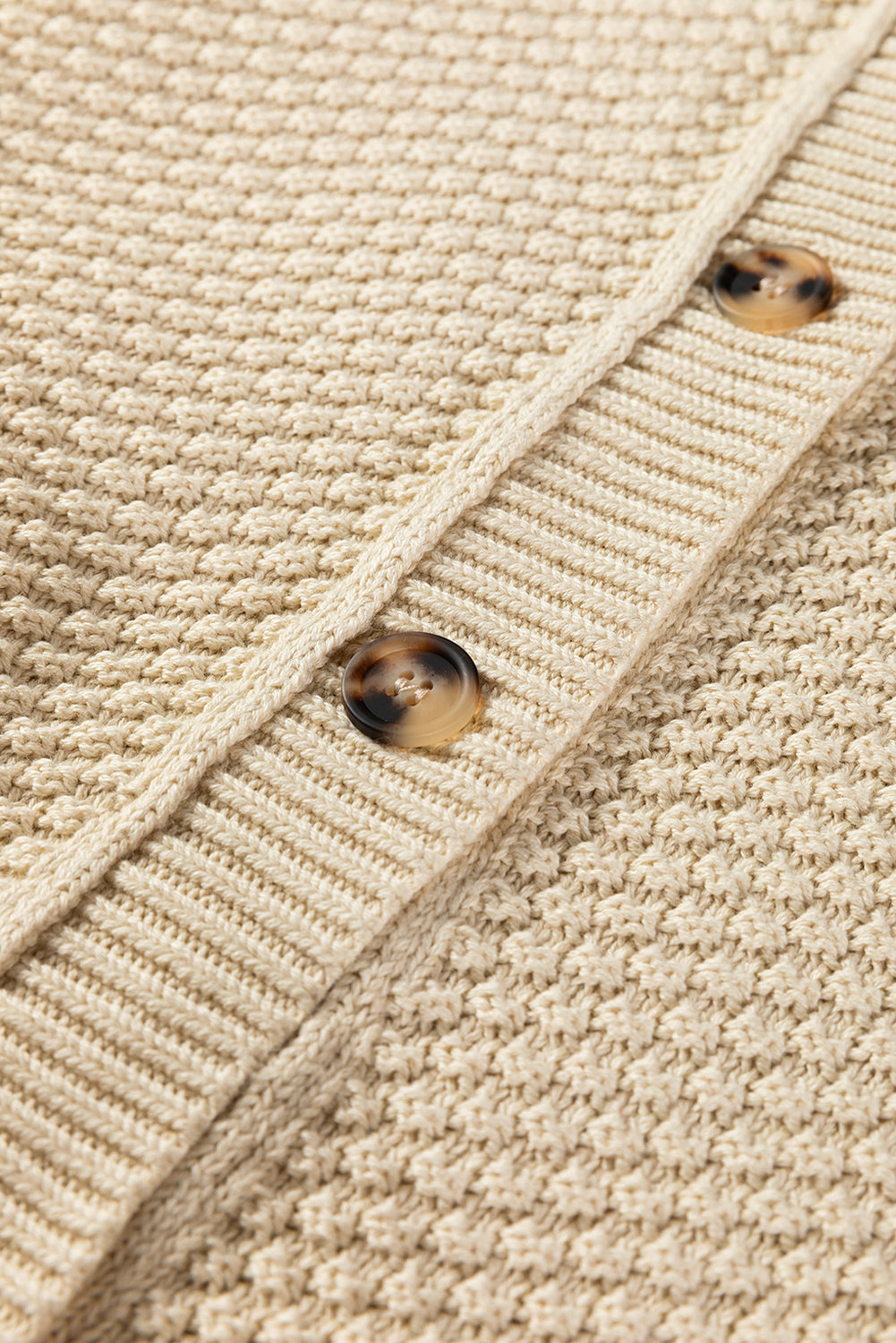 Beige Button Front Cropped Cardigan Sweater