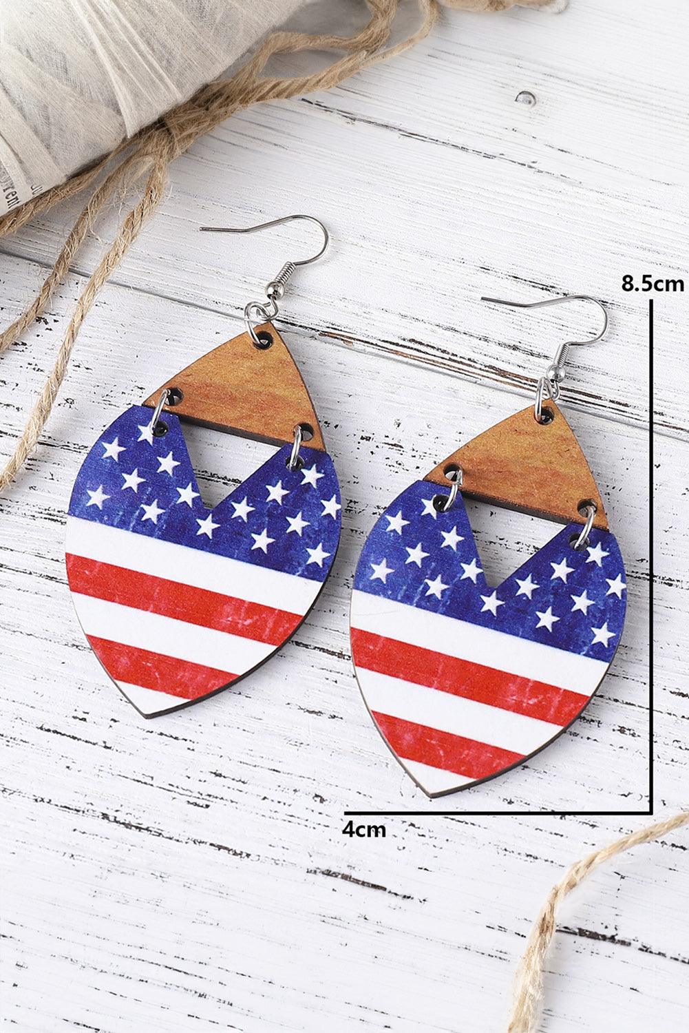 Dark Blue Independence Day Star Striped Hook Earrings - L & M Kee, LLC