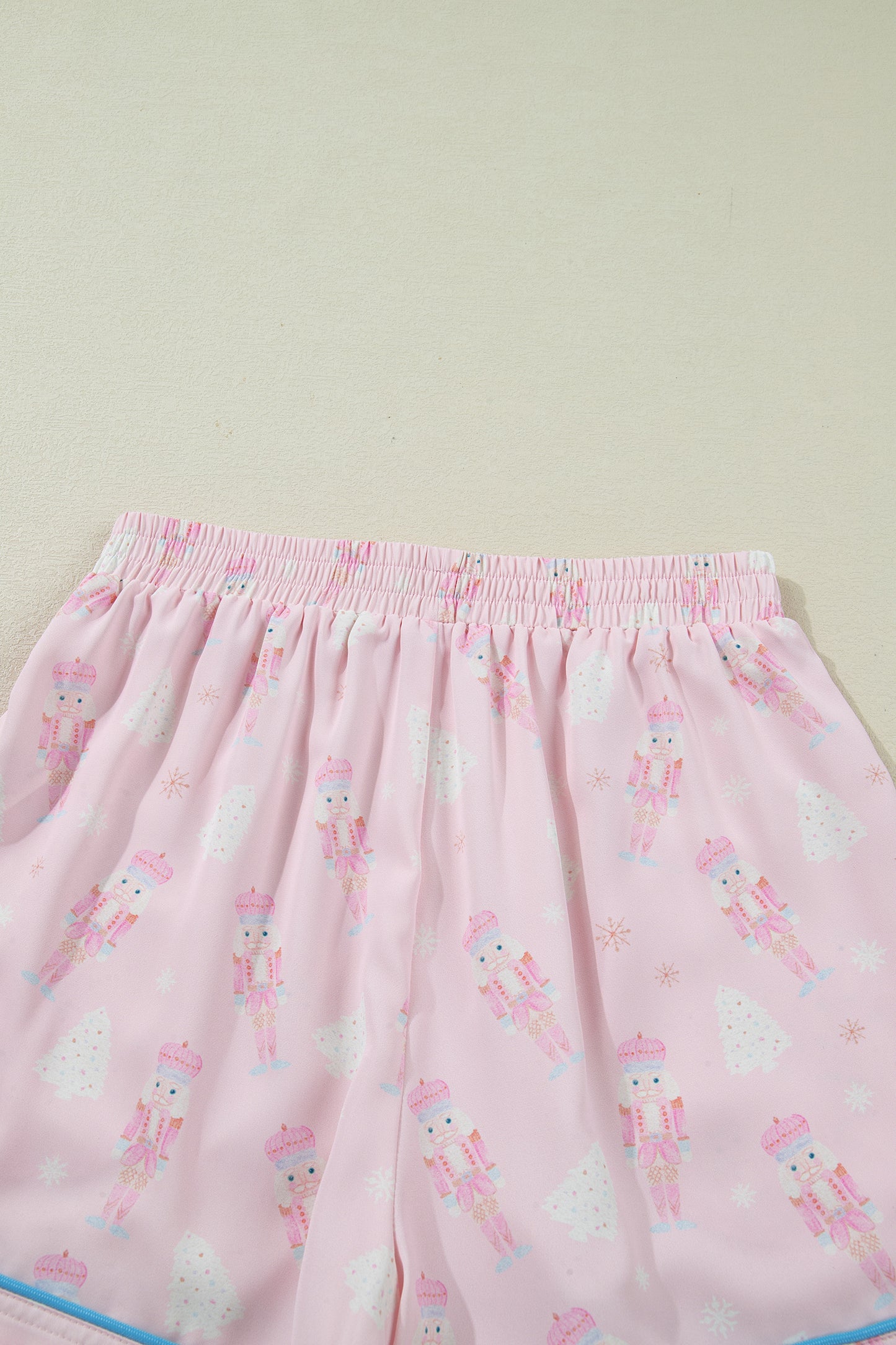 Pink Bow Tie Front Christmas Nutcracker Long Sleeve Shirt Shorts Pajama Set