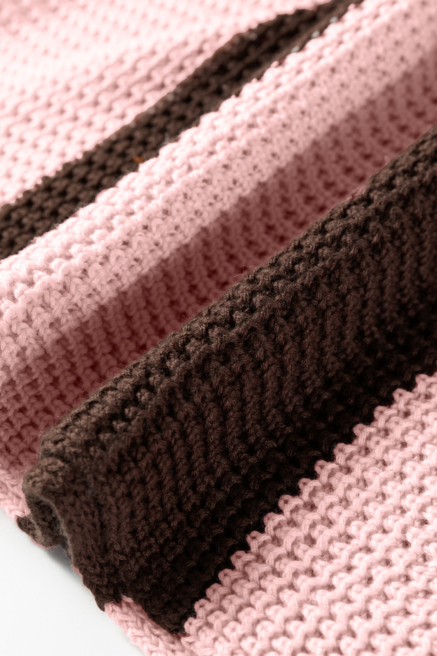 Myosotis Striped Color Block Thermal Textured Knit Drop Shoulder Sweater