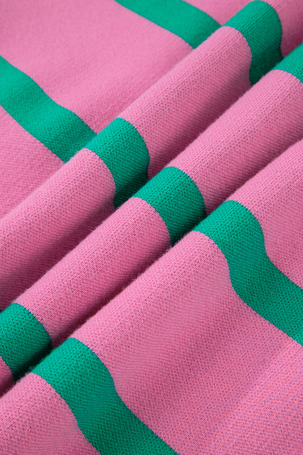 Pink Stripe Colorblock Drop Shoulder Buttoned Loose Cardigan