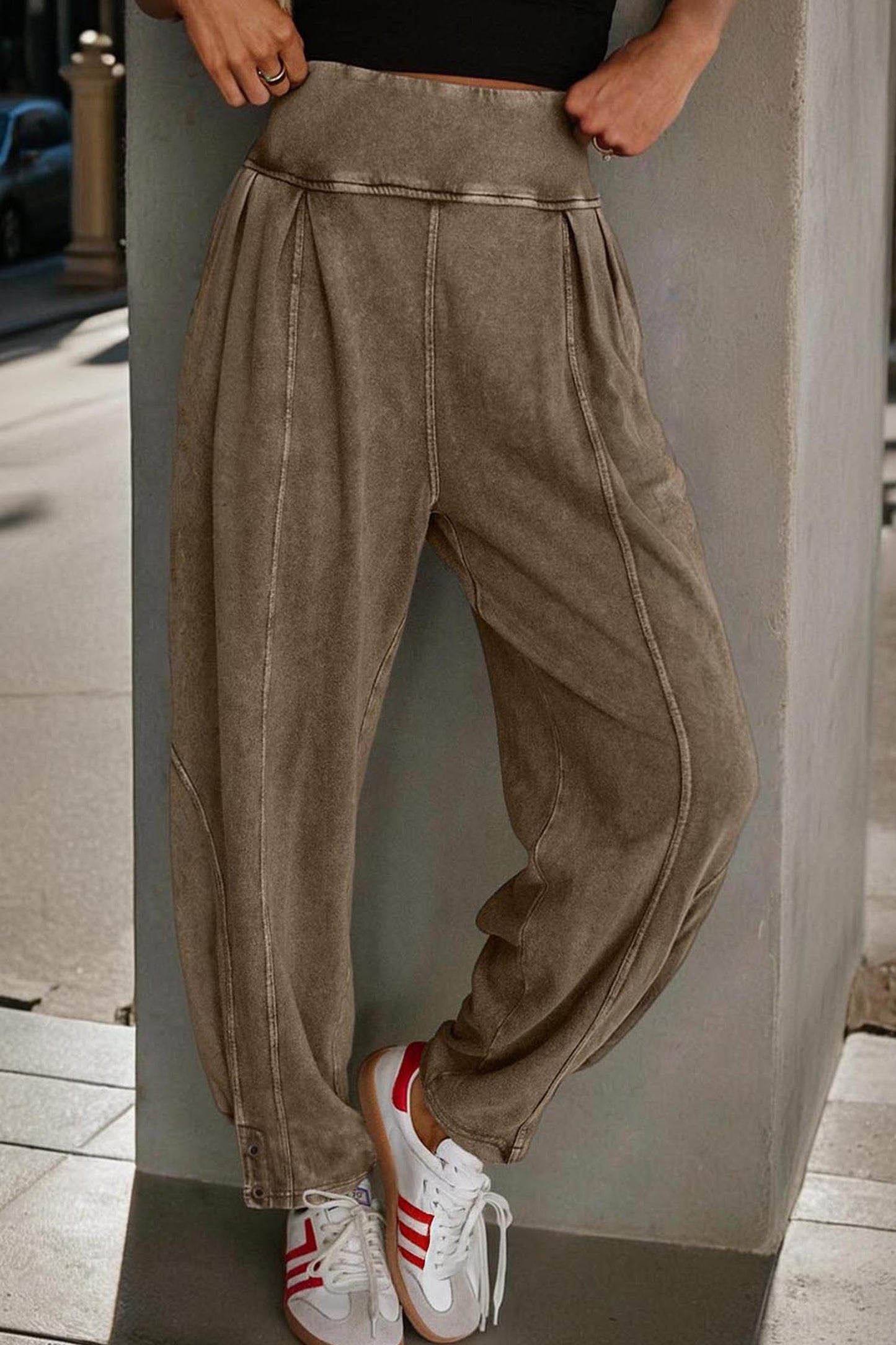 Elmwood Mineral Wash Jogger Style High Waist Casual Pants