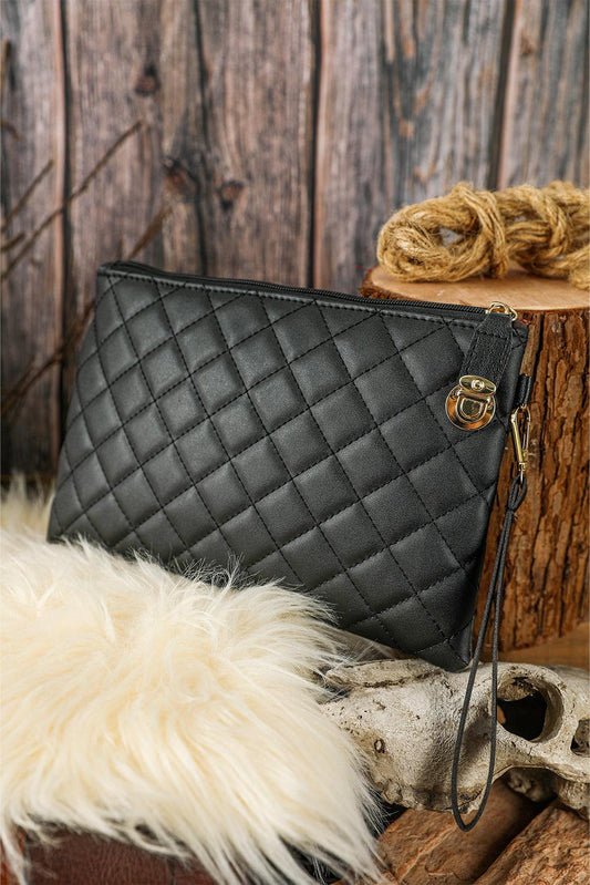 Black Quilted Leather Wallet Bag - L & M Kee, LLC