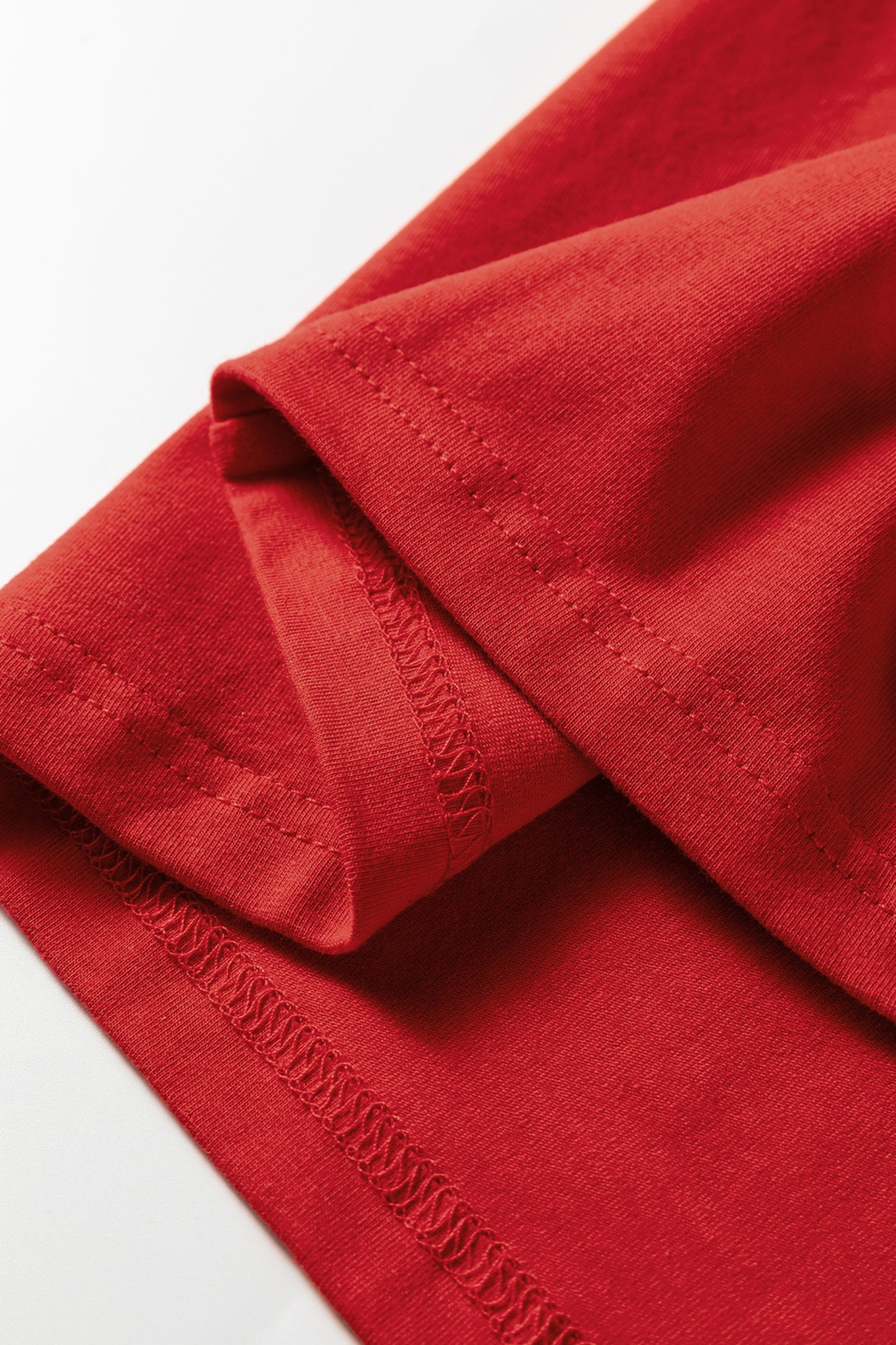 Fiery Red Varsity Striped Accent Contrast Crew Neck Long Sleeve T Shirt