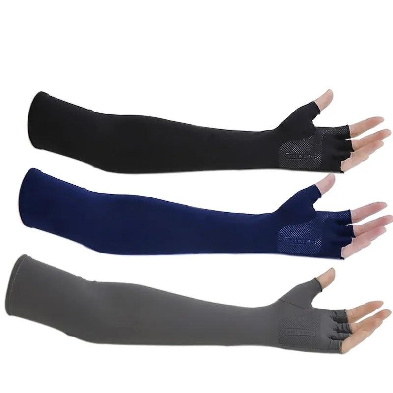 Dropship 2pcs Sport Arm Sleeves Cycling Running Fishing Climbing Arm Cover Sun UV Protection Ice Cool Sleeves With 5-finger Cuff - L & M Kee, LLC