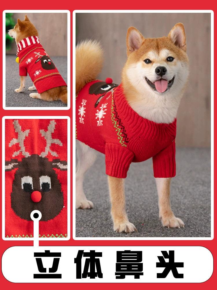 Dog Clothes Autumn and Winter Sweater Shiba Inu Teddy/French Bulldog Winter Winter Wear Small and Medium-Sized Dogs Puppies Pets Casual Christmas - L & M Kee, LLC
