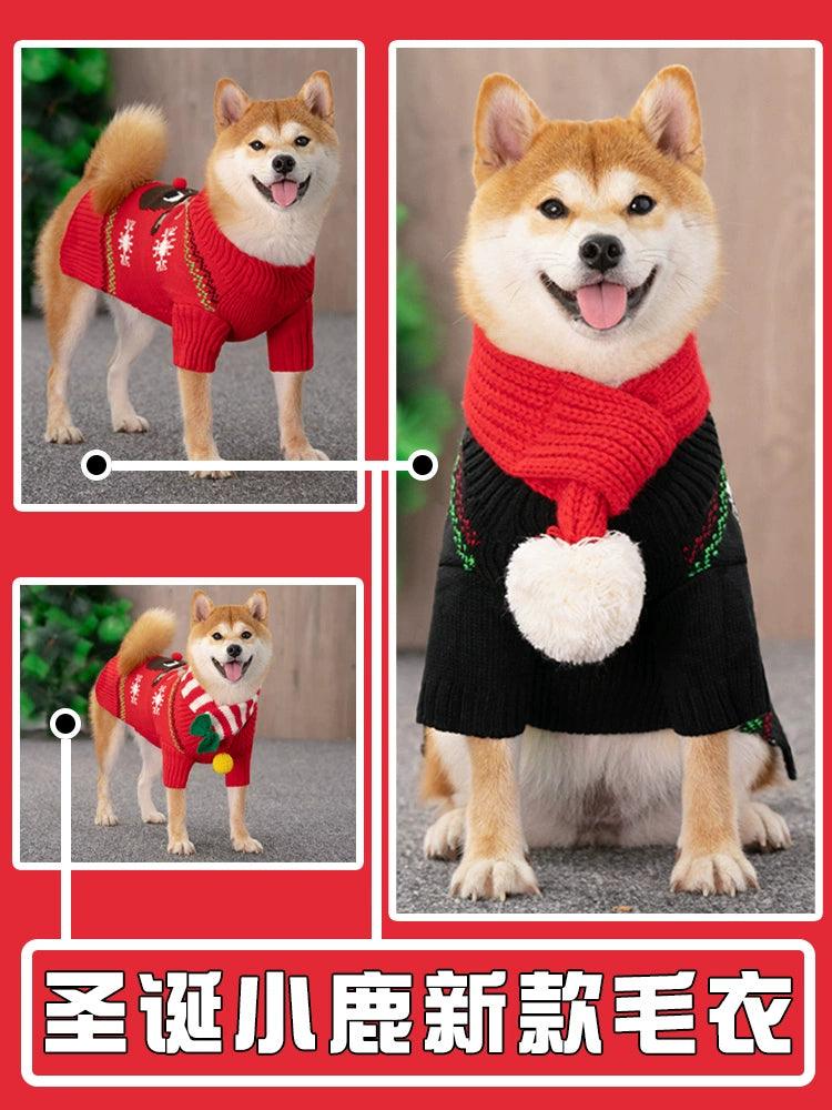 Dog Clothes Autumn and Winter Sweater Shiba Inu Teddy/French Bulldog Winter Winter Wear Small and Medium-Sized Dogs Puppies Pets Casual Christmas - L & M Kee, LLC