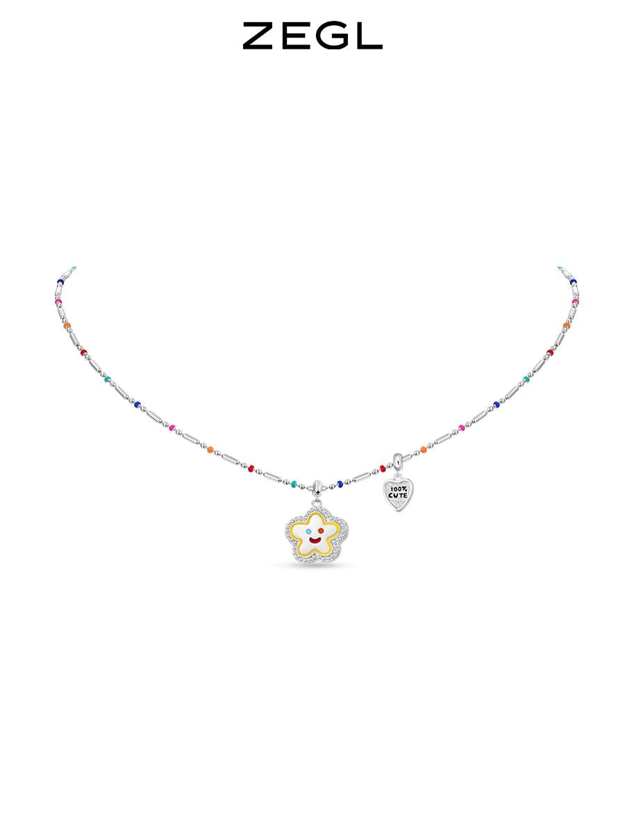 Smile Flower Beaded Necklace Girls Designer - L & M Kee, LLC