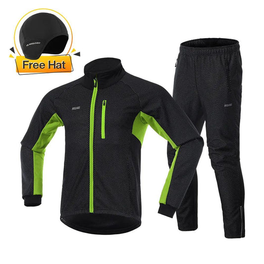 Men Warm Thermal Cycling Jacket Set Windbreak Waterproof Bike Jacket Pant Bicycle Suit Cycling Clothing Motorcycle - L & M Kee, LLC