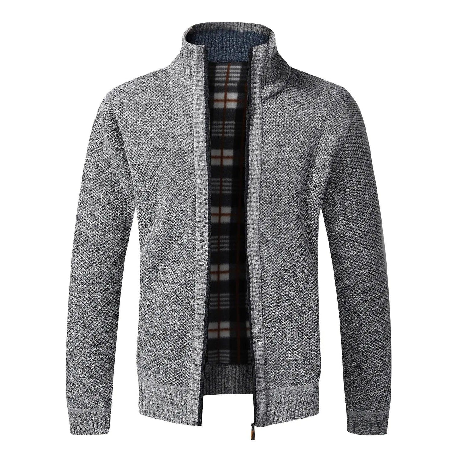 Top Quality Autumn Winter New Men's Jacket Slim Fit Stand Collar Zipper Jacket Men Solid Cotton Thick Warm Sweater - L & M Kee, LLC