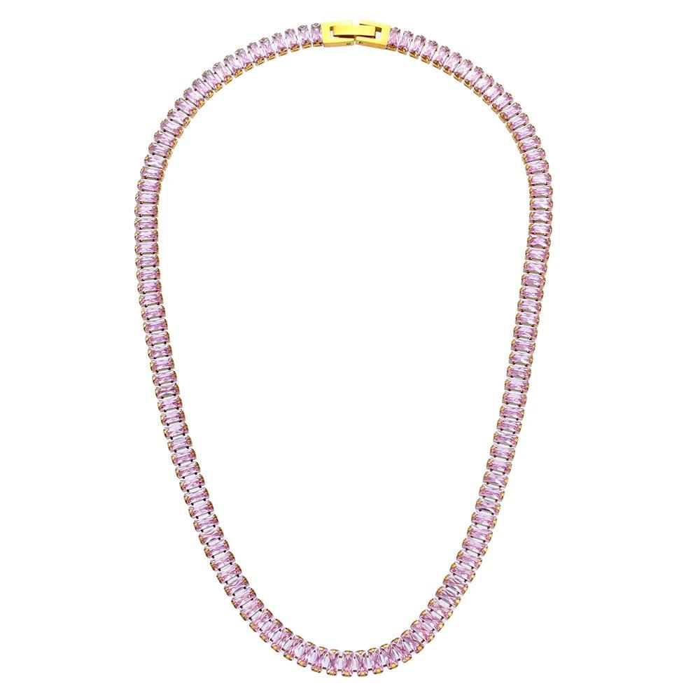 Luxury Square Tennis Chain Choker Necklace - L & M Kee, LLC