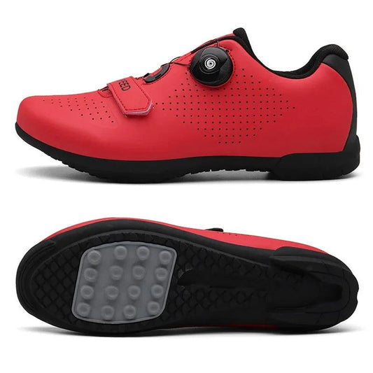 Rubber Red New Road Bicycle Shoes Men Cycling Sneaker Mtb Clits Route Cleat Dirt Bike Speed Flat Sports Racing Women Spd Pedal Shoes - L & M Kee, LLC