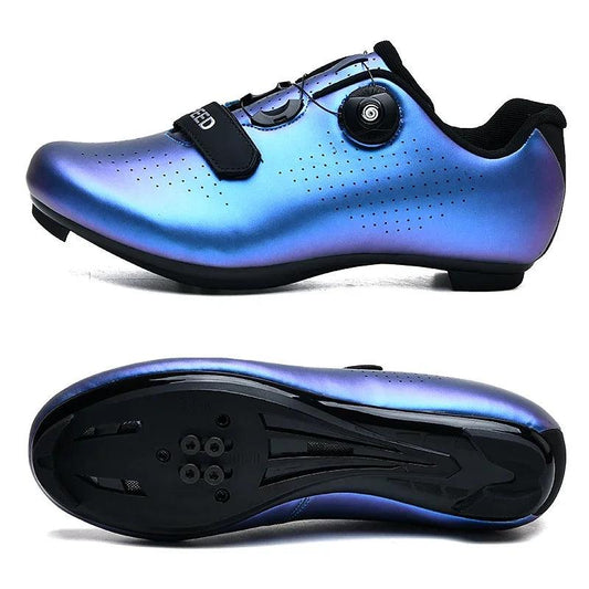 Road Blue New Road Bicycle Shoes Men Cycling Sneaker Mtb Clits Route Cleat Dirt Bike Speed Flat Sports Racing Women Spd Pedal Shoes - L & M Kee, LLC