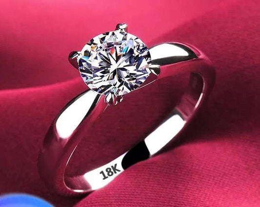 18K White Gold 2.0ct Round Zirconia Diamond Solitaire Ring-L & M Kee, LLC