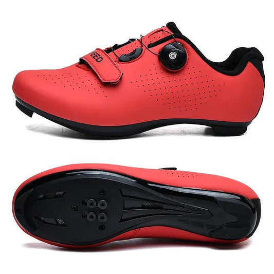 Road Red - New Road Bicycle Shoes Men Cycling Sneaker Mtb Clits Route Cleat Dirt Bike Speed Flat Sports Racing Women Spd Pedal Shoes - L & M Kee, LLC