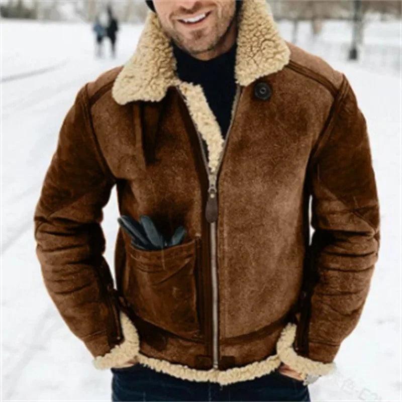 Warm Faux Leather Suede Jacket - L & M Kee, LLC