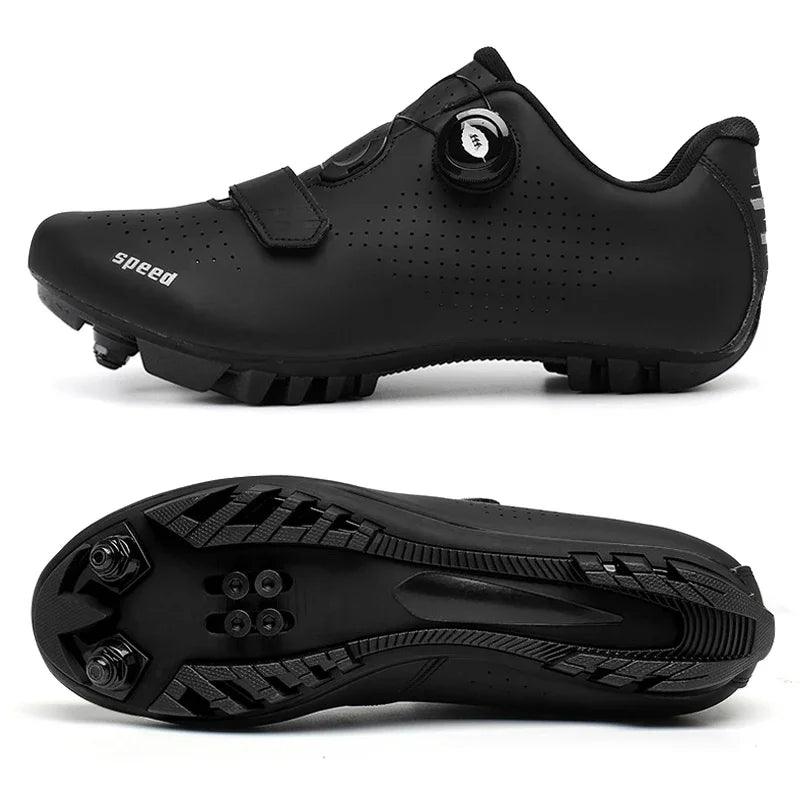 MTB-all in Black New Road Bicycle Shoes Men Cycling Sneaker Mtb Clits Route Cleat Dirt Bike Speed Flat Sports Racing Women Spd Pedal Shoes - L & M Kee, LLC