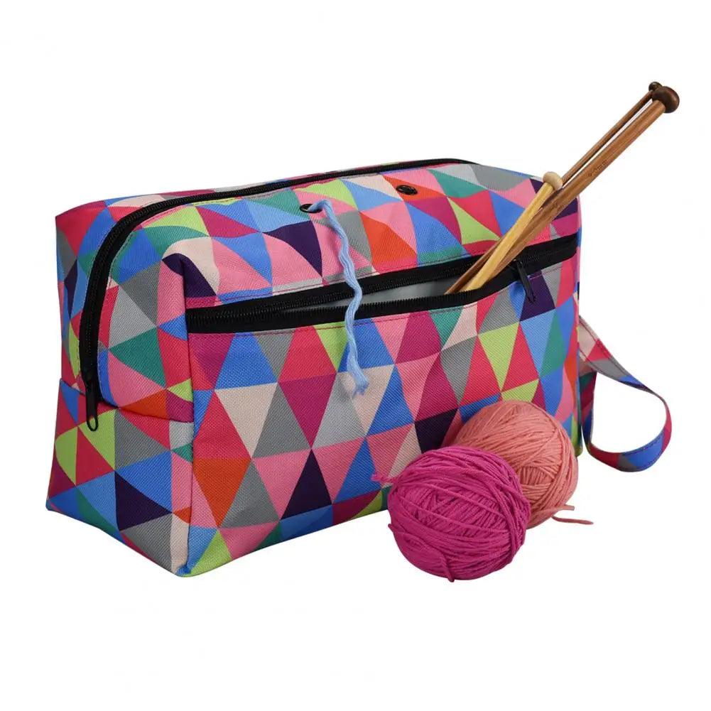 Yarn Storage Bag Round Crochet Sewing Needles Handbag Knitting Wool Yarn Bags Organizer Weave Tools Accessories Bowl Crafts Tote - L & M Kee, LLC