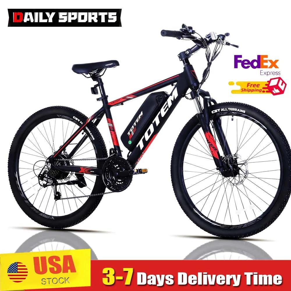 US stock Electric Bike Adults 350W 36V 10.4Ah Fast Charge Removable Battery Up to 20MPH 21 Speed 26” Electric Mountain Bicycle - L & M Kee, LLC
