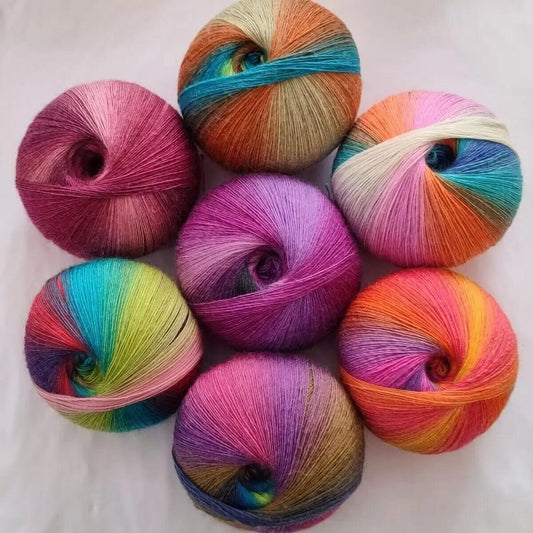 1600/M 200g Stage Gradient Wool Yarn Hand-woven Colorful Cashmere Wool Blend Yarn DIY Knitting Shawl Scarf Hat Wool Thread-L & M Kee, LLC