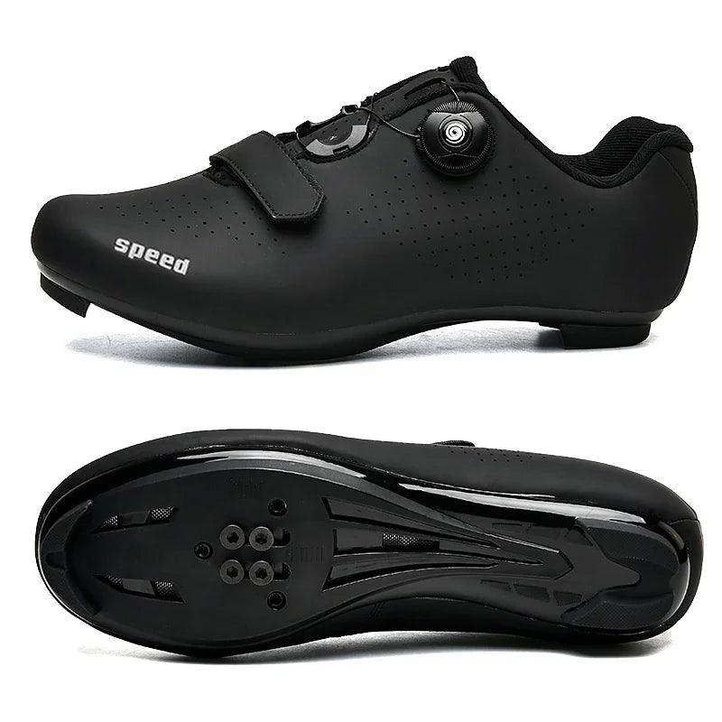 Road-all in Black New Road Bicycle Shoes Men Cycling Sneaker Mtb Clits Route Cleat Dirt Bike Speed Flat Sports Racing Women Spd Pedal Shoes - L & M Kee, LLC