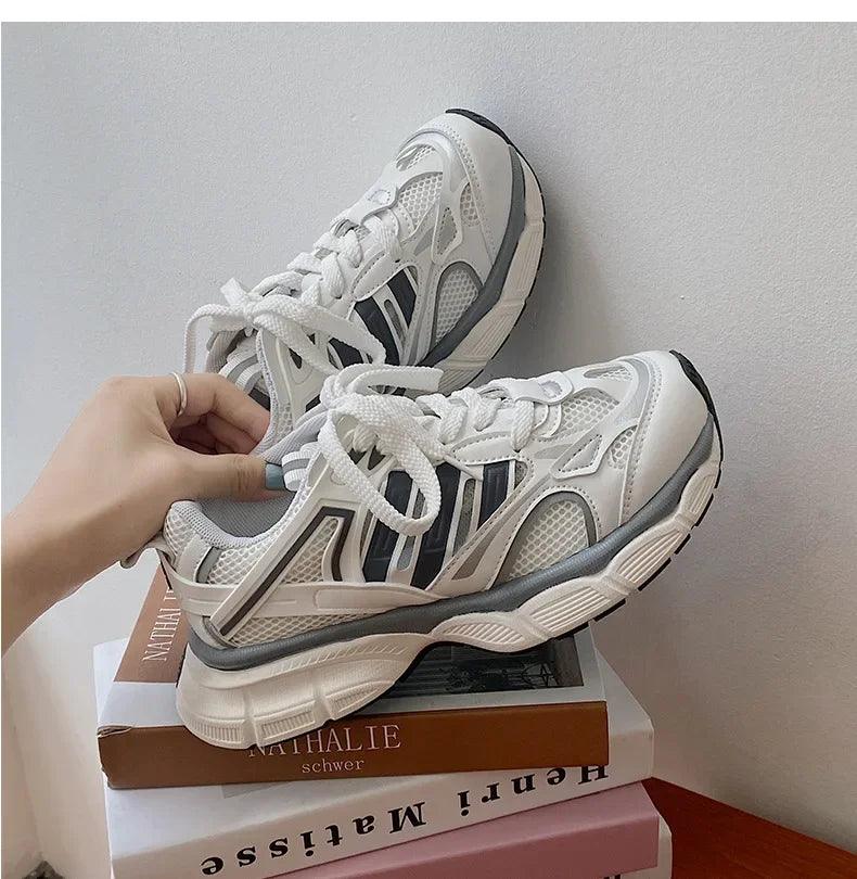 Fashionable Versatile Thick Sole Women Breathable Mesh Lightweight Sports Casual Shoes - L & M Kee, LLC
