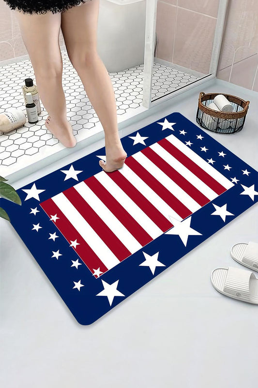 Fiery Red Stripes and Stars Printed Ground Mat - L & M Kee, LLC