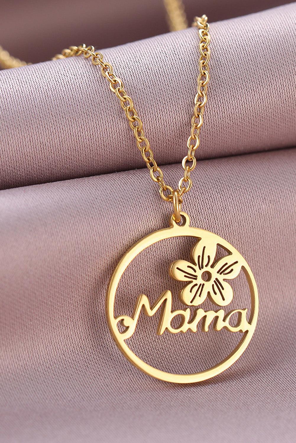Gold Special Gift Floral Mama Letter Necklace - L & M Kee, LLC