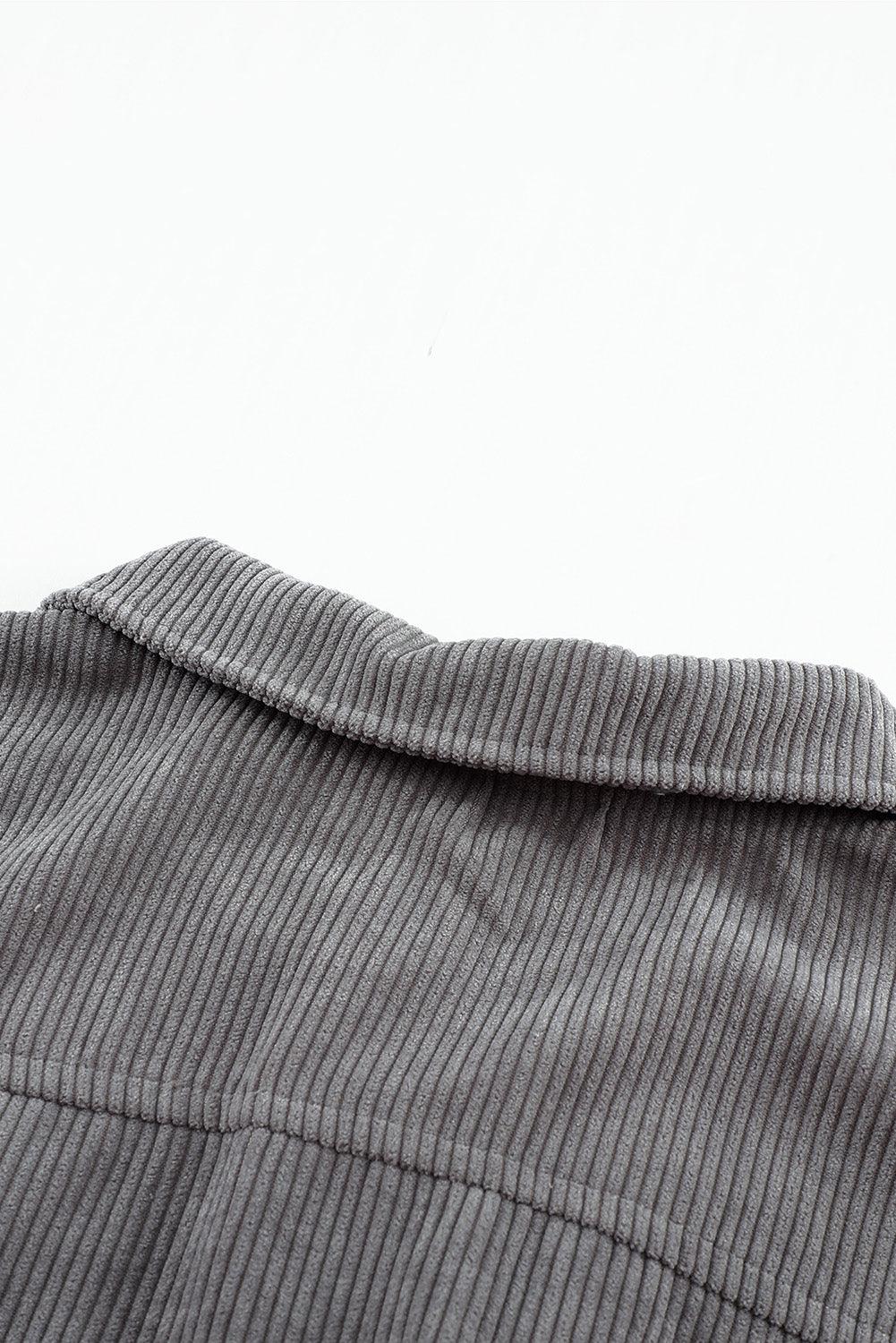 Khaki Ribbed Corduroy Long Sleeve Jacket with Pocket - L & M Kee, LLC
