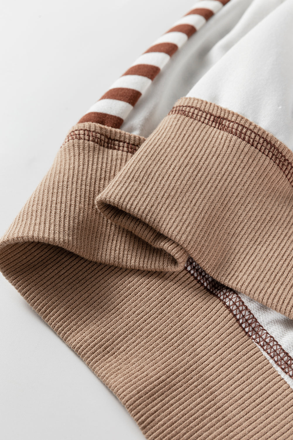 Brown Stripe Colorblock Patchwork Contrast Stitching Oversize Sweatshirt