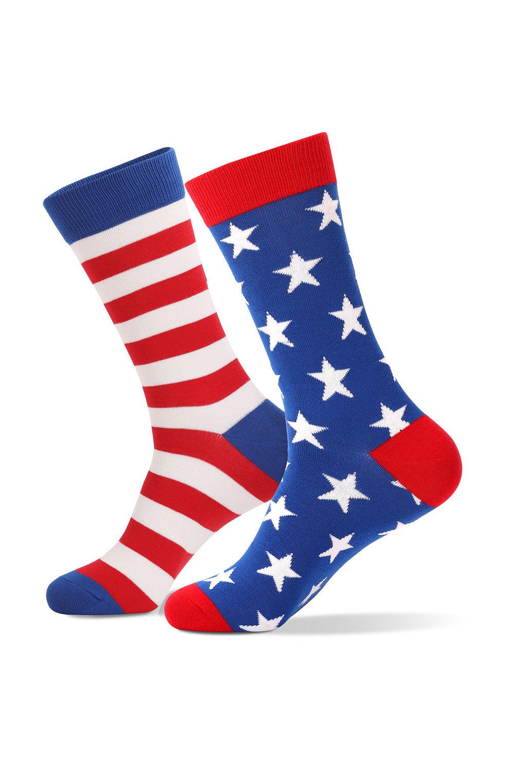 Sail Blue American Flag Pattern Soft Knitted Socks - L & M Kee, LLC