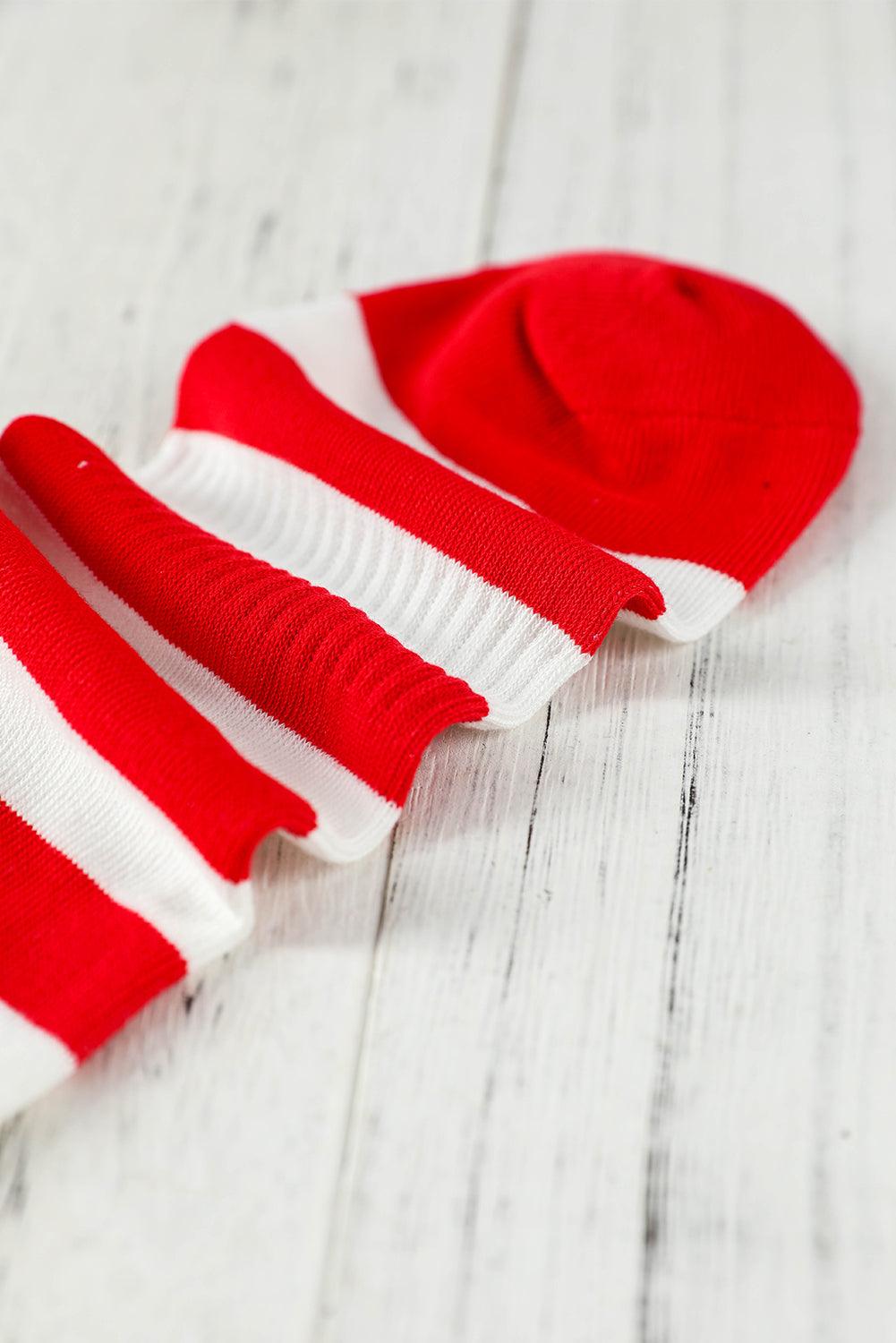 Fiery Red USA Star and Striped Pattern Crew Socks - L & M Kee, LLC