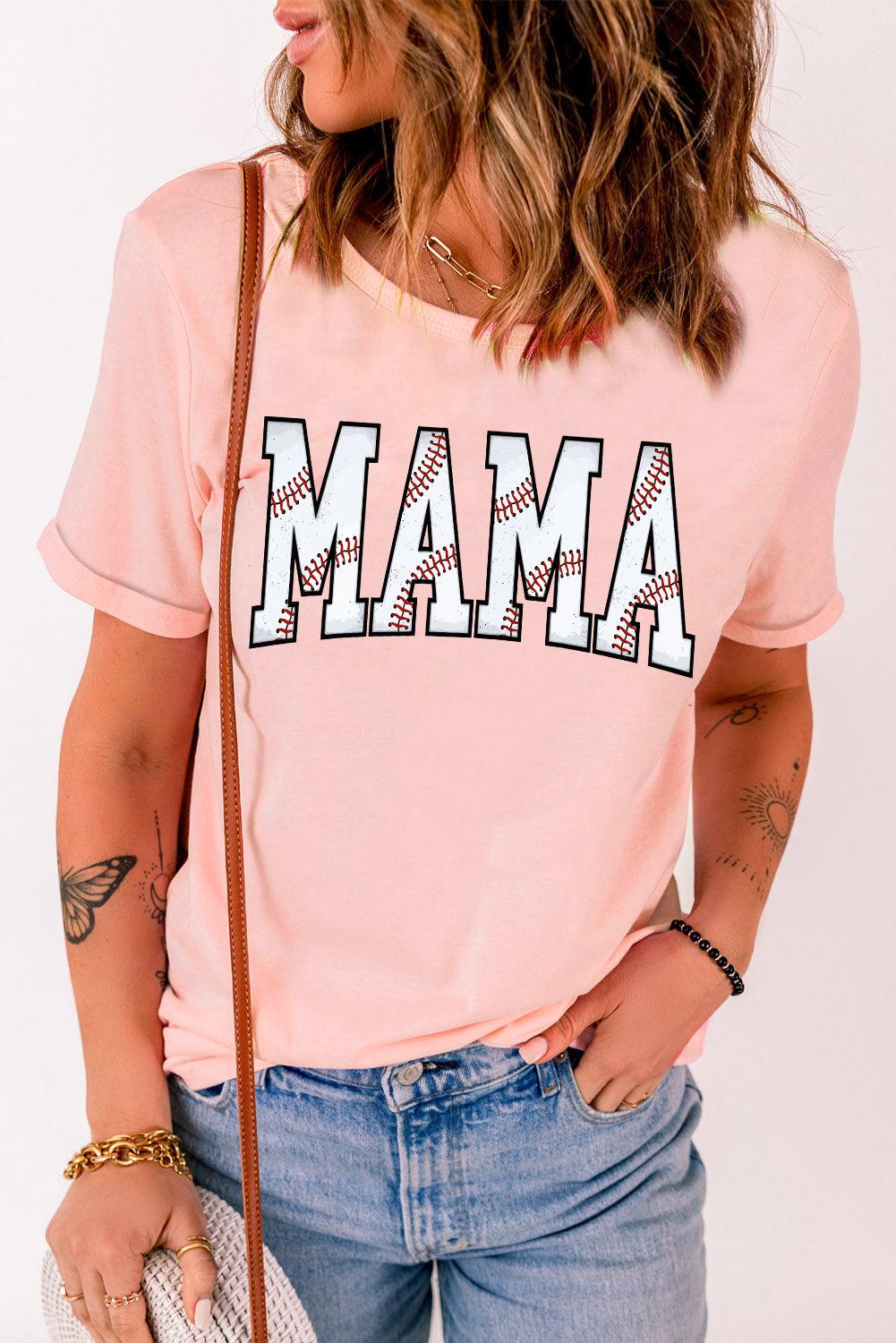 Pink Rugby MAMA Graphic Cuffed T-shirt - L & M Kee, LLC