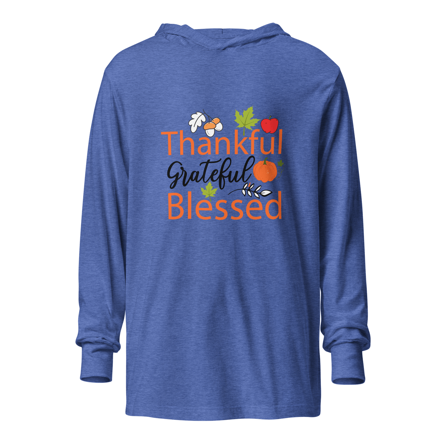 Thankful Grateful Blessed Hooded long-sleeve tee - L & M Kee, LLC