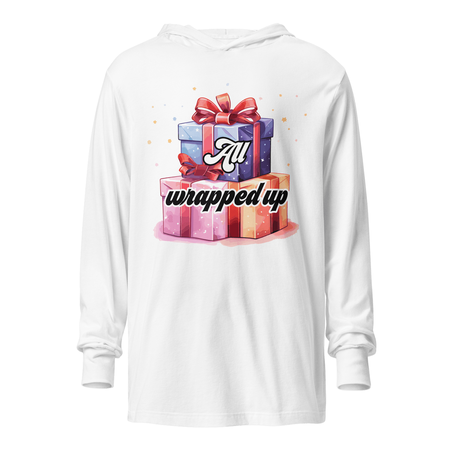 All Wrapped Up Christmas Hooded long-sleeve tee - L & M Kee, LLC