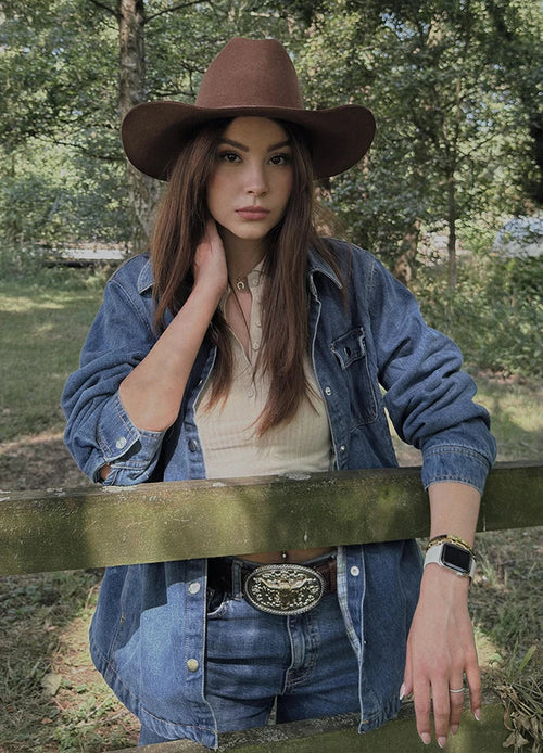 Women's Flannel-Lined Denim Shirt Jacket,Snap Jean Shacket