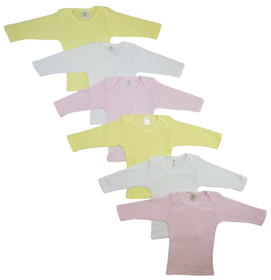 Girls Pastel Variety Long Sleeve Lap T-shirts 6 Pack 052_052 - L & M Kee, LLC