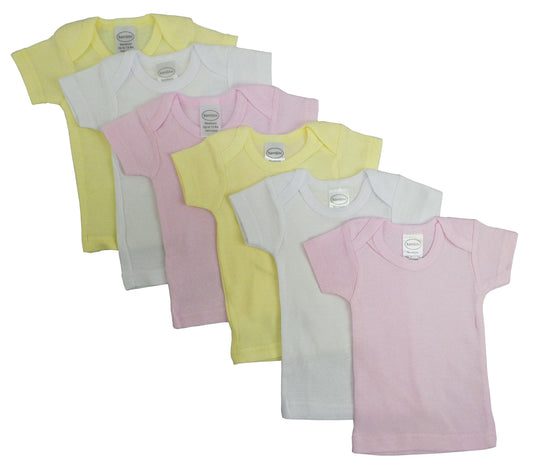 Girls Pastel Variety Short Sleeve Lap T-shirts 6 Pack 057_057 - L & M Kee, LLC