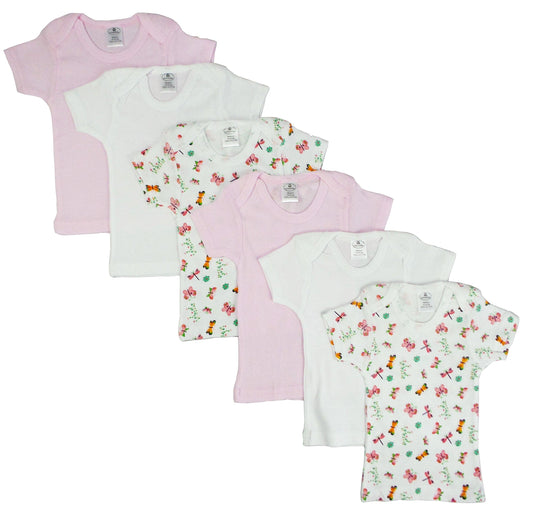 Girls Pastel Variety Short Sleeve Lap T-shirts 6 Pack 059_059 - L & M Kee, LLC