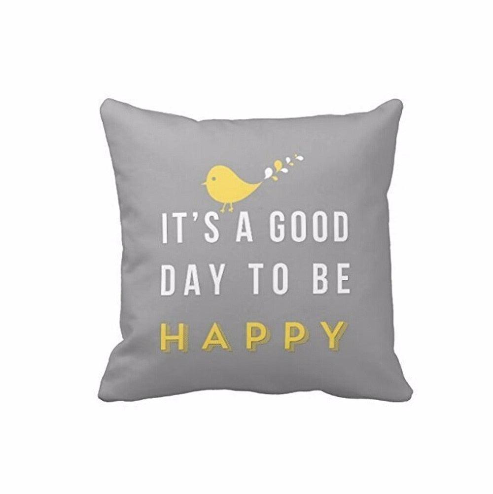 IT'S A GOOD DAY TO BE HAPPY Throw Pillow Case - L & M Kee, LLC