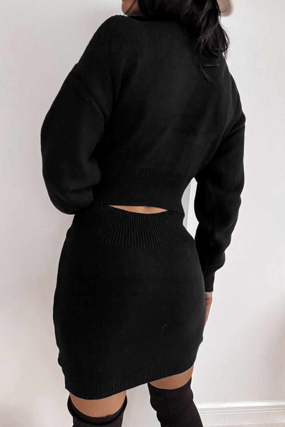 Geometric Texture Bodycon Sweater Dress - L & M Kee, LLC