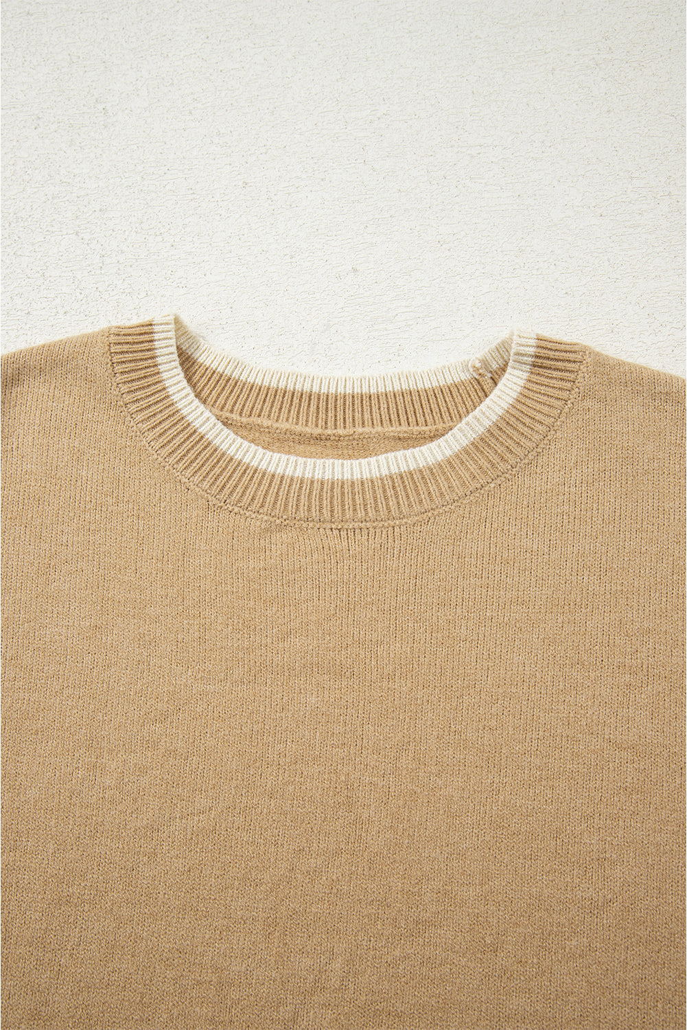 Tan Leopard Bow Decor Split Cuff Contrast Trim Sweater