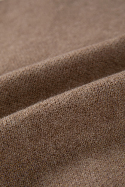 Khaki Houndstooth Color Block V Neck Raw Edge Button Front Cardigan